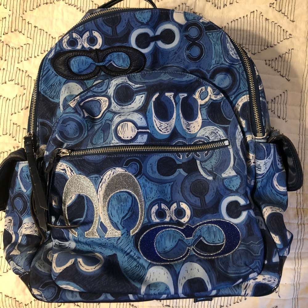 Blue coach backpack